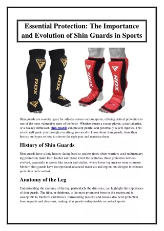 Essential Protection The Importance and Evolution of Shin Guards in Sports