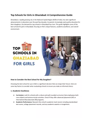 Top Schools for Girls in Ghaziabad_ A Comprehensive Guide