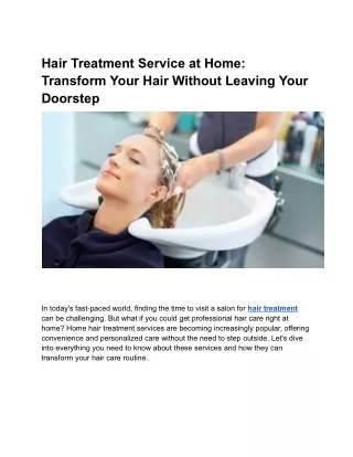 Hair Treatment Service at Home_ Transform Your Hair Without Leaving Your Doorstep