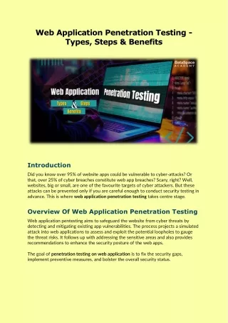 Web Application Penetration Testing - Types, Steps & Benefits