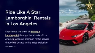 Ride Like A Star: Lamborghini Rentals in Los Angeles