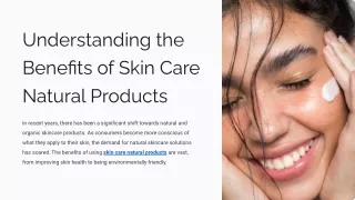 Understanding the Benefits of Skin Care Natural Products