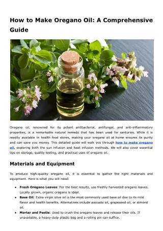 How to Make Oregano Oil_ A Comprehensive Guide