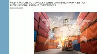 5 Key Factors To Consider When Choosing From A List Of International Freight Forwarders