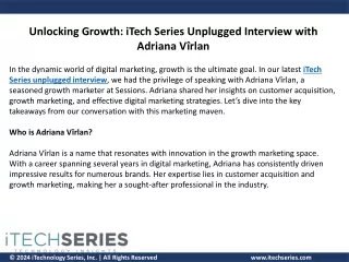 iTech Series Unplugged Interview with Adriana Vîrlan