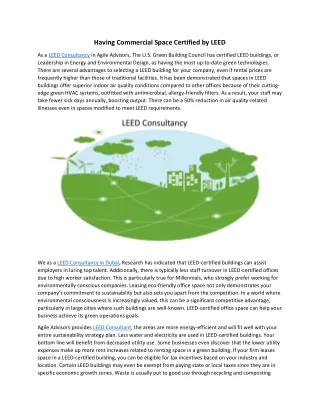 Having Commercial Space Certified by LEED