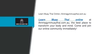 Learn Muay Thai Online  Ammagymmuaythai.com.au