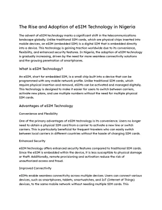 The Rise and Adoption of eSIM Technology in Nigeria