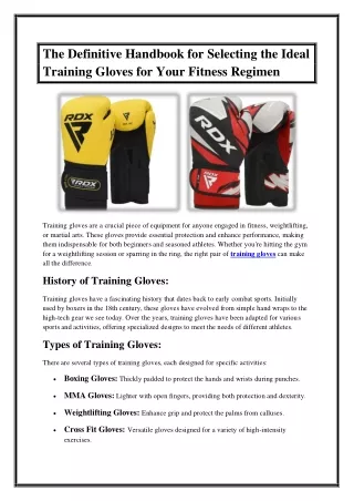 The Definitive Handbook for Selecting the Ideal Training Gloves for Your Fitness Regimen