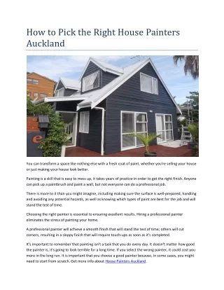 How to Pick the Right House Painters Auckland