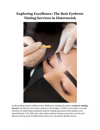 Exploring Excellence The Best Eyebrow Tinting Services in Elsternwick