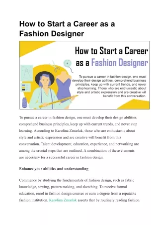 How to Start a Career as a Fashion Designer