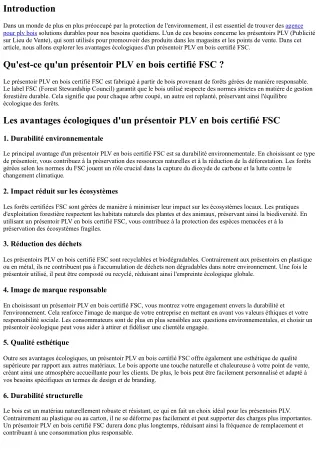 Les avantages écologiques d'un présentoir PLV en bois certifié FSC