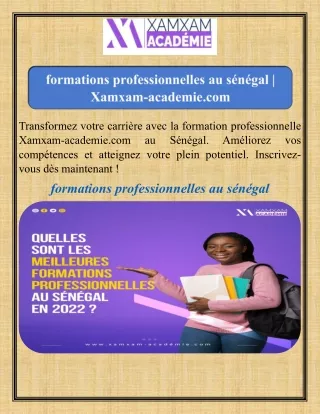 formations professionnelles au sénégal Xamxam-academie.com