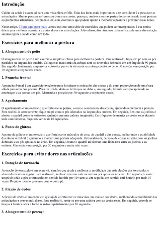 Exercícios para melhorar a postura e evitar dores nas articulações