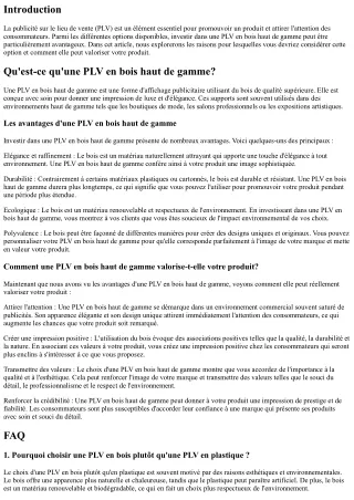 Pourquoi investir dans une PLV en bois haut de gamme pour valoriser votre produi