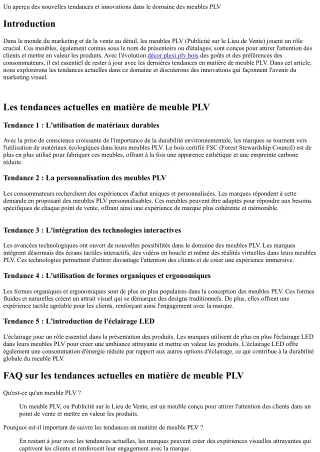 Les tendances actuelles en matière de meuble PLV