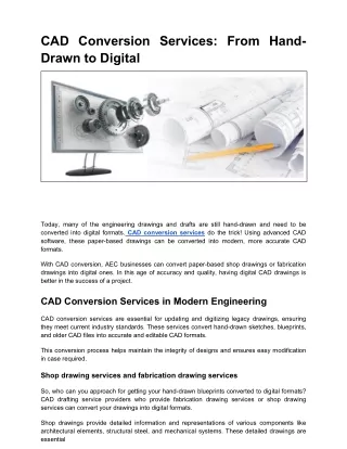 CAD Conversion Services From Hand-Drawn to Digital