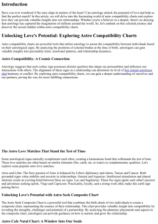 Exploring Astro Compatibility Charts: Unlocking Love Potential