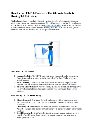 Boost Your TikTok Presence The Ultimate Guide to Buying TikTok Views