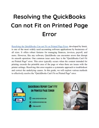 Resolving the QuickBooks Can not Fit on Printed Page Error