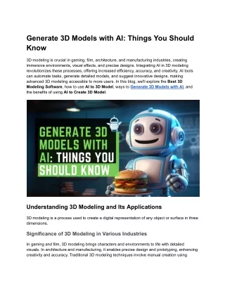 Generate 3D Models with AI_ Things You Should Know