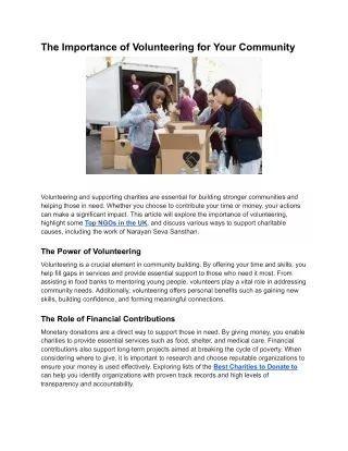 The Importance of Volunteering for Your Community