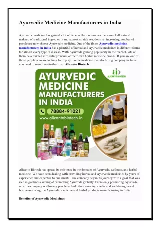 Ayurvedic Medicine Manufacturers in India