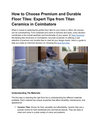 How to Choose Premium and Durable Floor Tiles_ Expert Tips from Titan Ceramics in Coimbatore