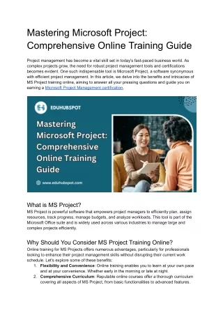 Mastering Microsoft Project_ Comprehensive Online Training Guide