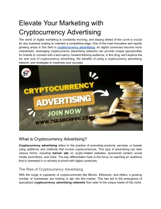 Elevate Your Marketing with Cryptocurrency Advertising