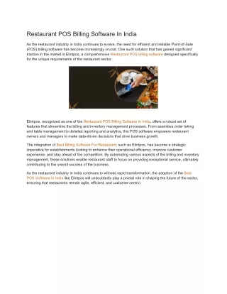 Restaurant POS Billing Software In India