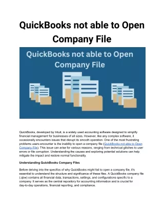 QuickBooks not able to Open Company File