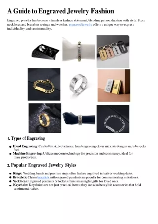A Guide to Engraved Jewelry Fashion