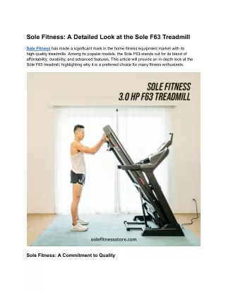 Sole Fitness_ A Detailed Look at the Sole F63 Treadmill