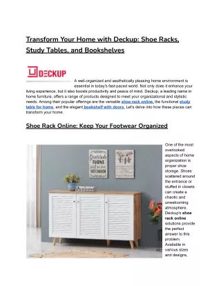 Transform Your Home with Deckup_ Shoe Racks, Study Tables, and Bookshelves