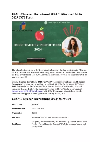 OSSSC Teacher Recruitment