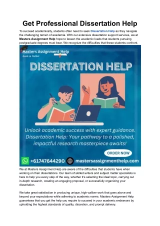 Get Professional Dissertation Help