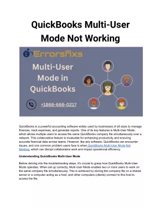 QuickBooks Multi-User Mode Not Working