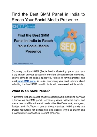 Find the Best SMM Panel in India to Reach Your Social Media Presence