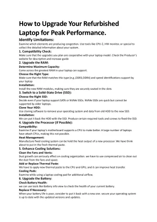 How to Upgrade Your Refurbished Laptop for Peak Performance.