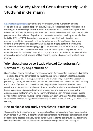 How do Study Abroad Consultants Help with Studying in Germany