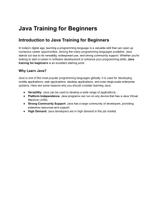Java Training for Beginners
