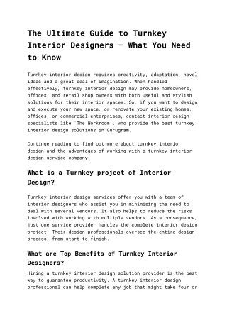 The Ultimate Guide to Turnkey Interior Designers – What You Need to Know