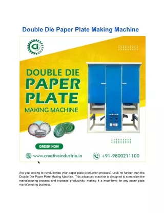 Double Die Paper Plate Making Machine