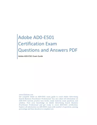 Adobe AD0-E501 Certification Exam Questions and Answers PDF