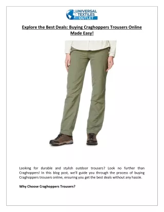 Best Deals: Buying Craghoppers Trousers Online Made Easy!