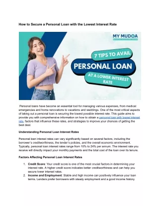 7 Tips to Avail a Personal Loan at a Lower Interest Rate