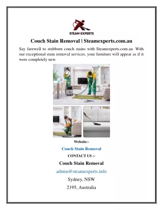 Couch Stain Removal  Steamexperts.com