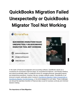 QuickBooks Migration Failed Unexpectedly or QuickBooks Migrator Tool Not Working